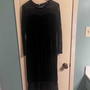 Chic Dark Green Velvet Long Sleeve Dress